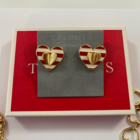 Talbots Striped Heart and Bracelet Set - Picture 3 of 7